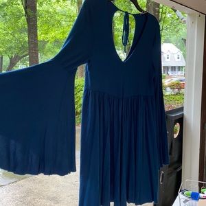 Free people beach flowy blue dress